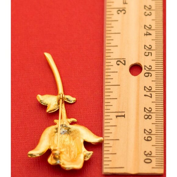 Vintage Victorian Style Brooch in an elegant rose design with rhinestones - F3 - Picture 3 of 3